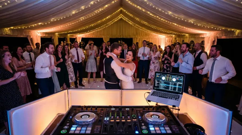 Show lumière LED sur la piste de danse d'un mariage