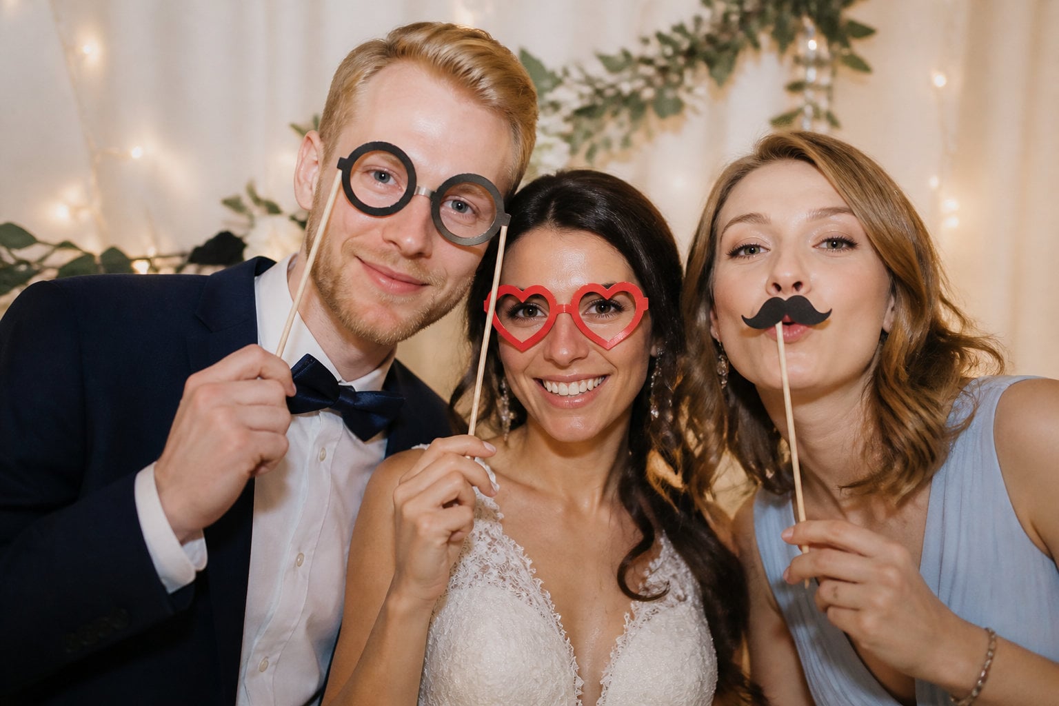 Invités au photobooth lors d’un mariage animé par Ls Événements