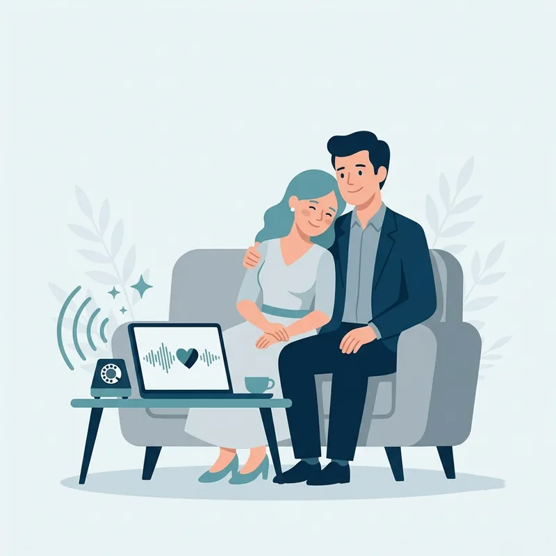 Couple écoutant les enregistrements de son livre d’or audio