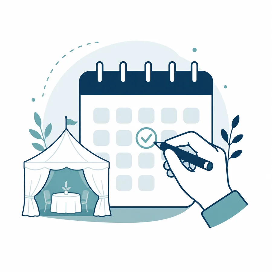 Illustration : réserver la date de location d’un chapiteau 12×6 m