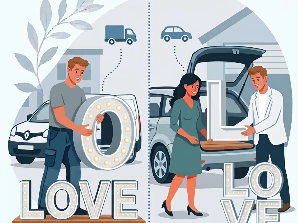Livraison et installation des lettres LOVE ou retrait à domicile