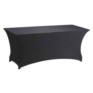 Housse de table rectangulaire en lycra noir, vue de côté