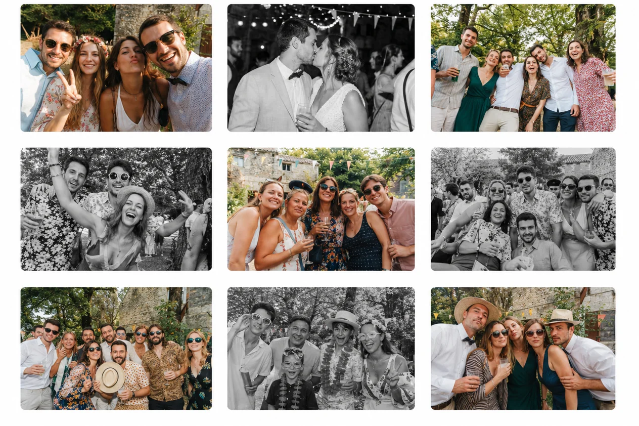 Galerie de photos en ligne accessible après votre location de photobooth