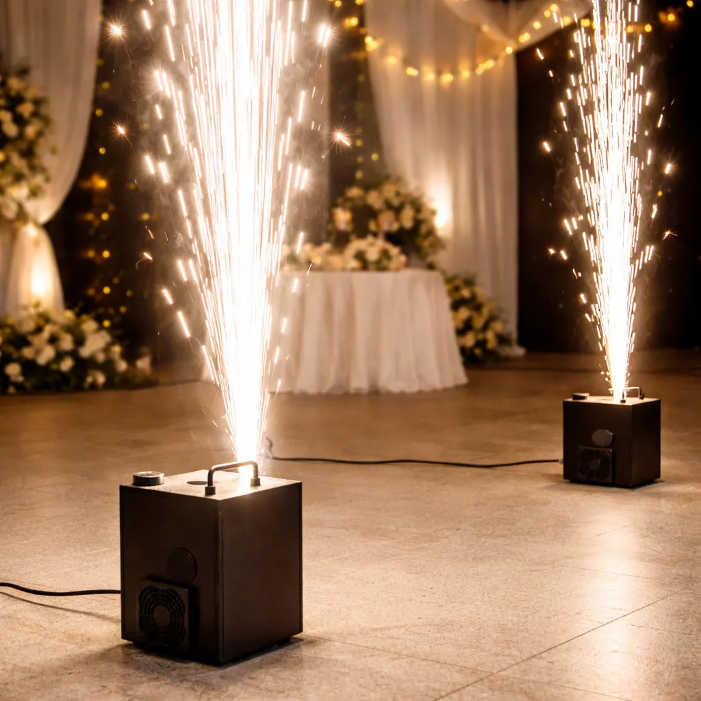 Machine à étincelles froides lors d’un mariage
