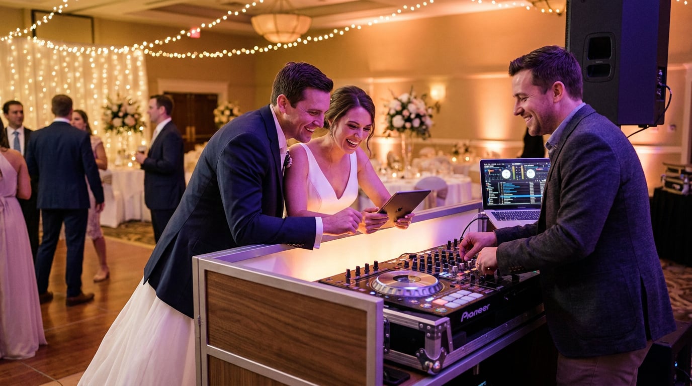 Les mariés préparent la playlist de leur soirée avec le DJ