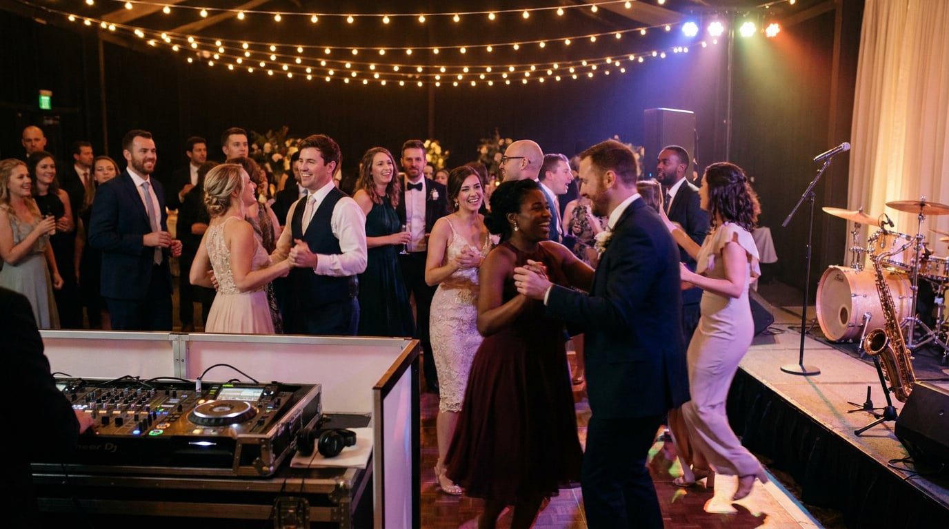 Piste de danse d’un mariage animée par un DJ dans les Hautes-Pyrénées
